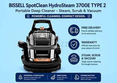 BISSELL SpotClean HydroSteam Portable Deep Cleaner – Steam, Scrub & Vacuum