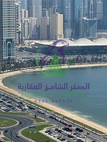 One Bedroom Apartment for Annual Rent in Al Khan Sharjah Direct Sea View Free Parking Gym Pool Balcony