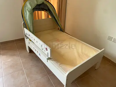 IKEA SLÄKT Extendable Kids Bed with Mattress, Safety Rail & Tent