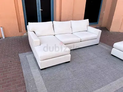 Top quality Crate&Barrel Axis feather filled L Shape Sofa Beige