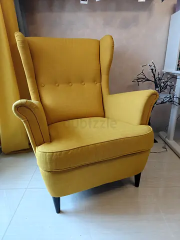 Yellow Wingback Armchair in Good Condition