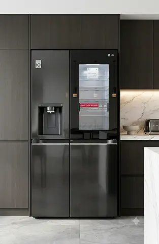 LG InstaView Side-by-Side Fridge Freezer with Water Dispenser, Ice Maker & Knock Door