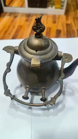 Vintage Anqtiue Brass Decorative Teapot with Stand 16x14cm