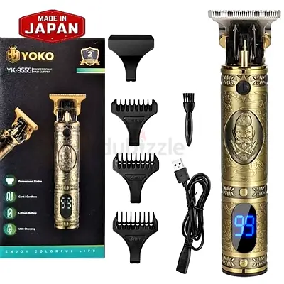 Yoko YK-9555 Professional Cordless Hair Trimmer (Gold) - USB Rechargeable