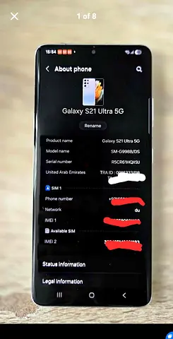 Samsung Galaxy S21 Ultra-5G UAE 🇦🇪 Tdra Version 12gb/256gb