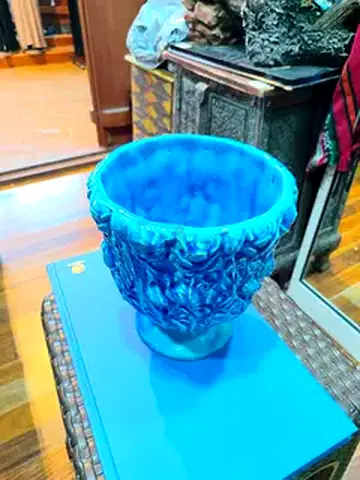 Decorative Blue Ceramic Planter/Vase 19cm height
