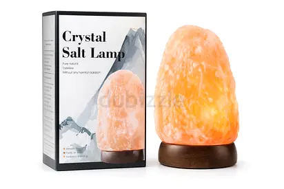 Himalayan Crystal Salt Lamp with Wooden Base - Brand New