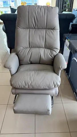 Grey Recliner Armchair with Footrest - Comfortable Single Seat