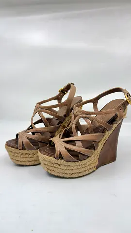 Miu Miu Platform Wedge Sneakers Brown Size 35