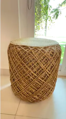 Home Centre Woven Jute Pouf / Ottoman – Excellent Condition Boho Chic