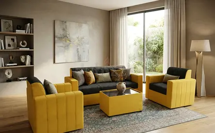 Beautiful living room sofa set with a contemporary look. Comfortable seating for family and guests w
