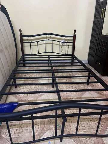 Metal double bed frame with headboard - good condition