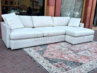 Perfect Condition Crate&Barrel Lounge Deep feather filled L Shape Sofa Beige