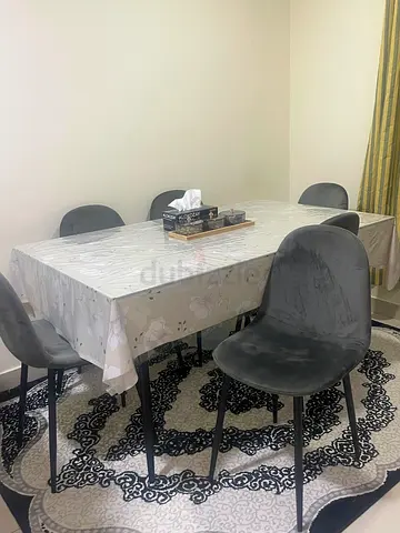 Modern 6-Seater Dining Set with Velvet Chairs