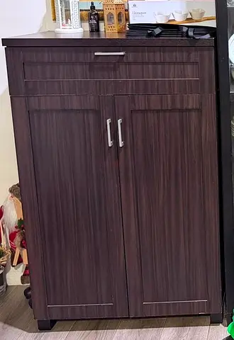 Dark Wood Storage Cabinet with Drawer