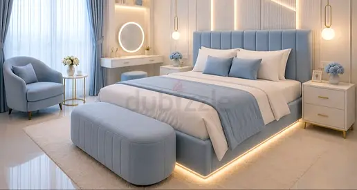 Elegant beautiful sky blue colour 200*200 super king size Bed