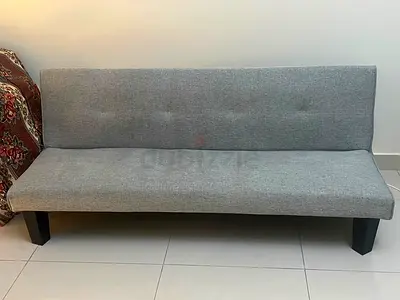 Grey Fabric Sofa Bed with Black Legs