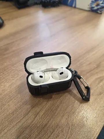 Apple AirPods Pro 2 with rugged protective case and carabiner