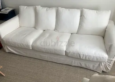 White 3-Seater Sofa bed with Removable Covers - Good Condition