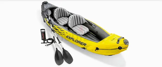 Inflatable 2-person Explorer Kayak with Oars and Pump - Good Condition