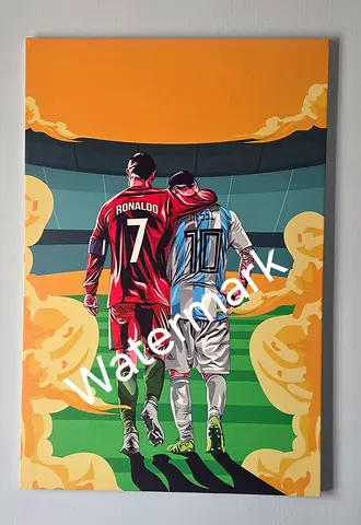 Ranaldo and Messi poster on framed block... The last battle. Size A1.