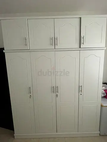 White Wooden Built-in Wardrobe / Armoire - Good Condition