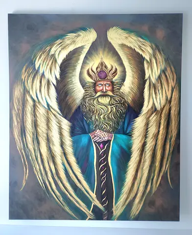 Golden Angel Hand Painted Original Oil Painting with 24k Gold leaf 150x180cm