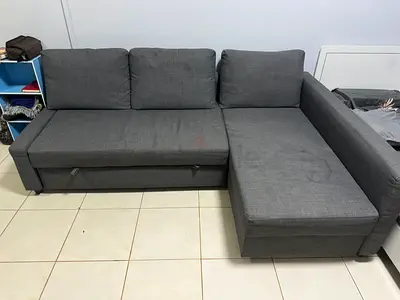Grey L-shaped Sofa with Chaise - Good Condition