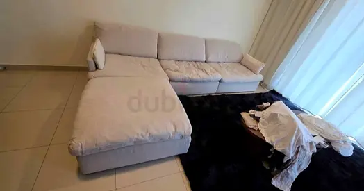 swin feather filled Corner Sofa with ottoman home centre