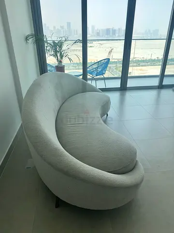 Curved Modern Sculptural Sofa / Lounge Chair - Light Grey
