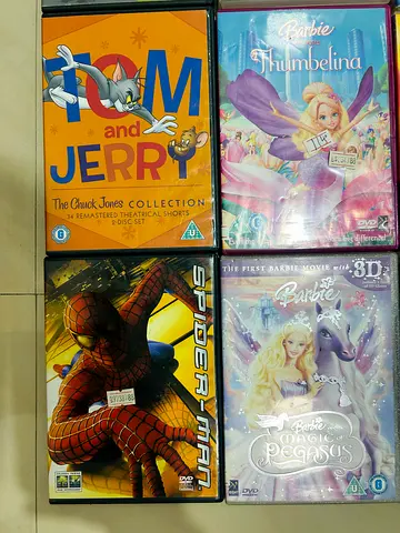 Tom & Jerry (Collection), Barbie Thumbelina, Spider-Man, Barbie Magic Pegasus - DVD Bundle
