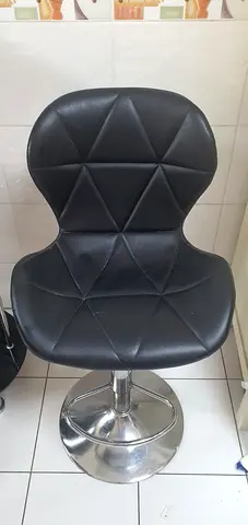 Adjustable Black Leather Swivel Bar Stool with Footrest