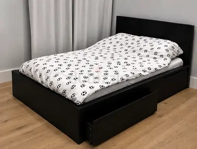 Ikea queen size bed with mattress and storage drawers