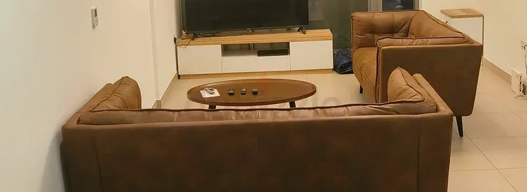 3+2 seater+ coffee table. 3 piece brown suede sofa set with coffee table - good condition