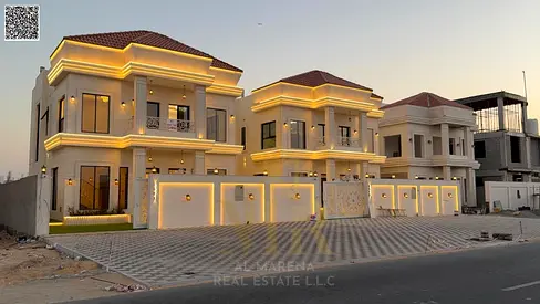 فيلا فاخرة مفروشة للبيع في الحليو 1 – طابقين ورووف | 3014 قدم | 5 غرف نوم ماستر | مجلس وصالتين | رووف مميز وجلسة خارجية بشلال | شامل المكيفات المركزية