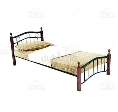 Single Metal and Wood Frame Bed - Simple Design 90X190 CM WITH MATTRESS
