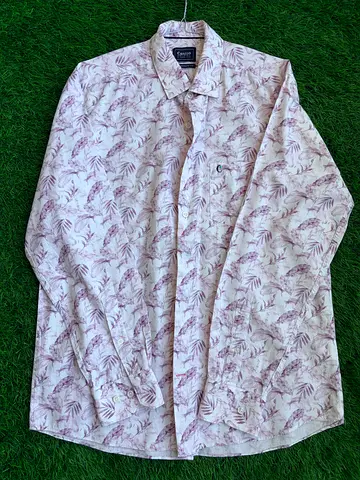 Cavallo Studio by Linen Club Men's Shirt - Pink Leaf Print - Size M - Brand New