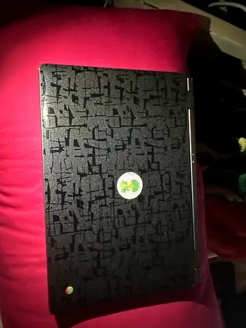 Used HP Chromebook 14-inch laptop with patterned cover including charging and bag