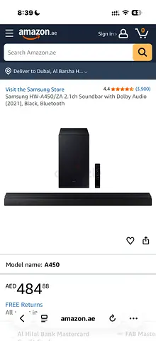 Samsung HW-A450 2.1ch Soundbar with Wireless Subwoofer