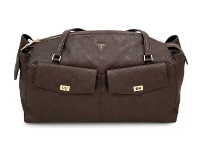 Guess Brown &cream Monogram Duffel Bag