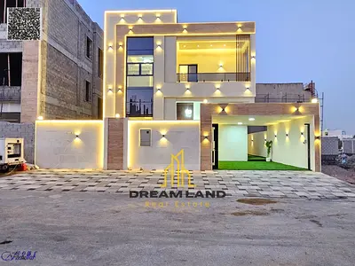 Luxury villa for sale next to a mall and near a mosque on Sheikh Mohammed Bin Zayed Road. Super deluxe finishing. Prime location.