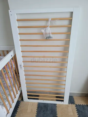 White Wooden Baby Crib Side Panels with Slatted Base - Good Condition