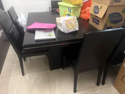 Wooden dining table - square table with 6 chairs