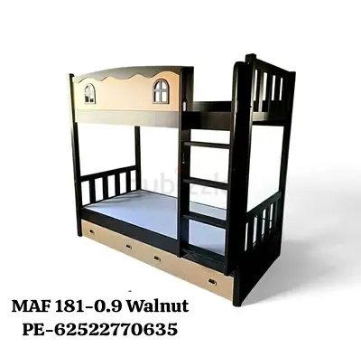 Wooden Bunk Bed with Drawers - Walnut