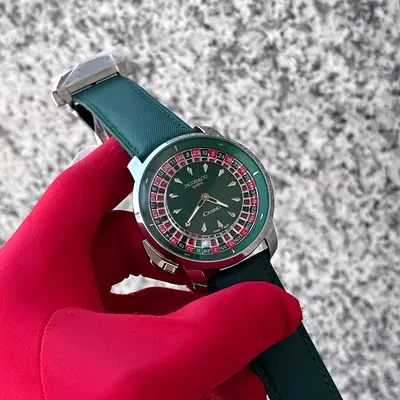 This Jacob & Co. Casino Tourbillon features a functional roulette wheel dial on
