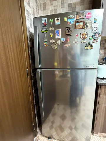 Stainless steel double-door fridge - good working condition