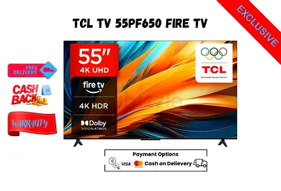 TCL 55 Inch 4K Ultra HD HDR TV Smart LED Fire TV 55PF650-Free delivery-Warranty