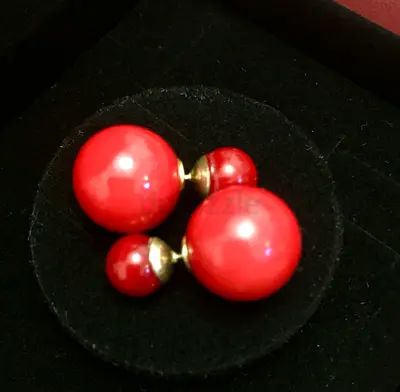 Beautiful Dior- Inspired Coral red earrings