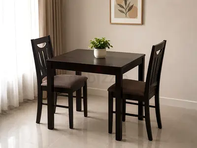 Compact Wooden Dining Set with Two Chairs