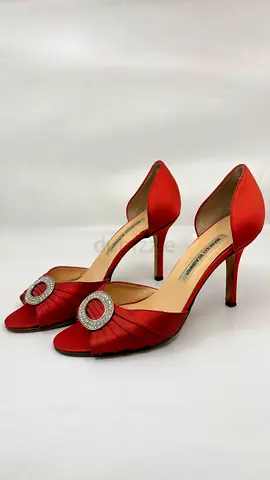 Manolo Blahnik Red Crystal Shoes Size 38.5